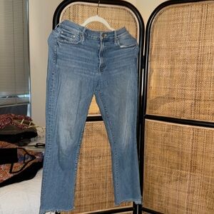 Mother insider crop step fray jeans